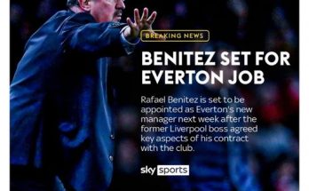 Rafael Benitez เตรียมรับงานผู้จัดการทีมคนใหม่ของ Everton's ในสัปดาห์หน้า